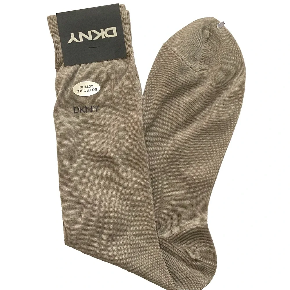 Vtg DKNY New with Tags Egyptian Cotton  Dress Socks in Taupe ~ One size fits All